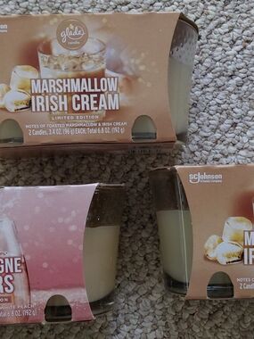 (3Pk) Glade Scented Candles (6 Total) Champagne Cheers & Marshmallow Irish Cream